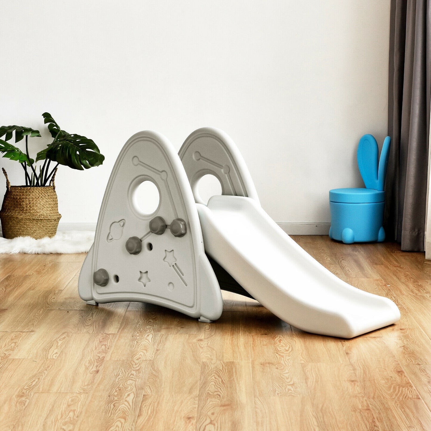 Freestanding Baby Slide Indoor First Play Climber Slide Set for Boys Girls-Gray Kids Crystal