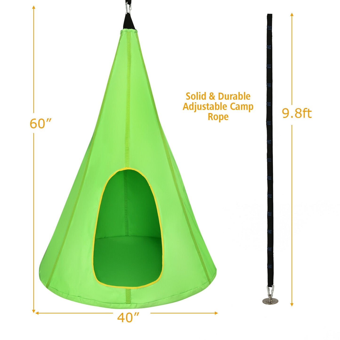 40 Inch Kids Nest Swing Chair Hanging Hammock Seat for Indoor Outdoor-Green Kids Crystal