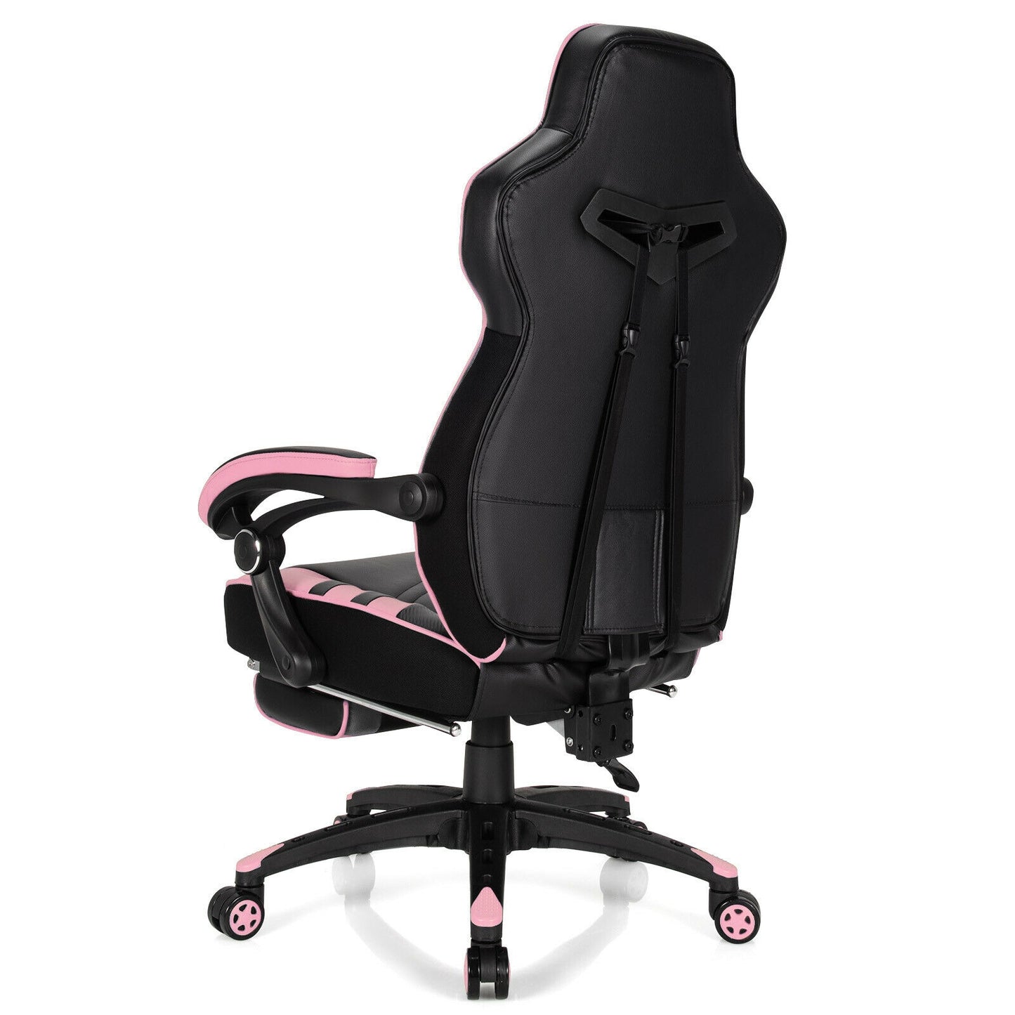 Adjustable Gaming Chair with Footrest for Home Office-Pink Kids Crystal