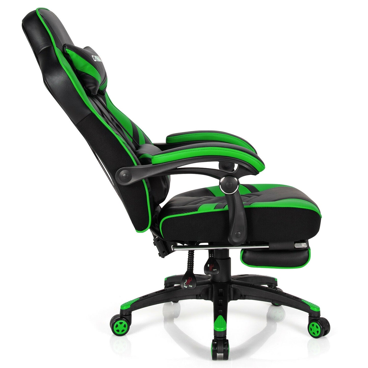 Adjustable Gaming Chair with Footrest for Home Office-Green Kids Crystal