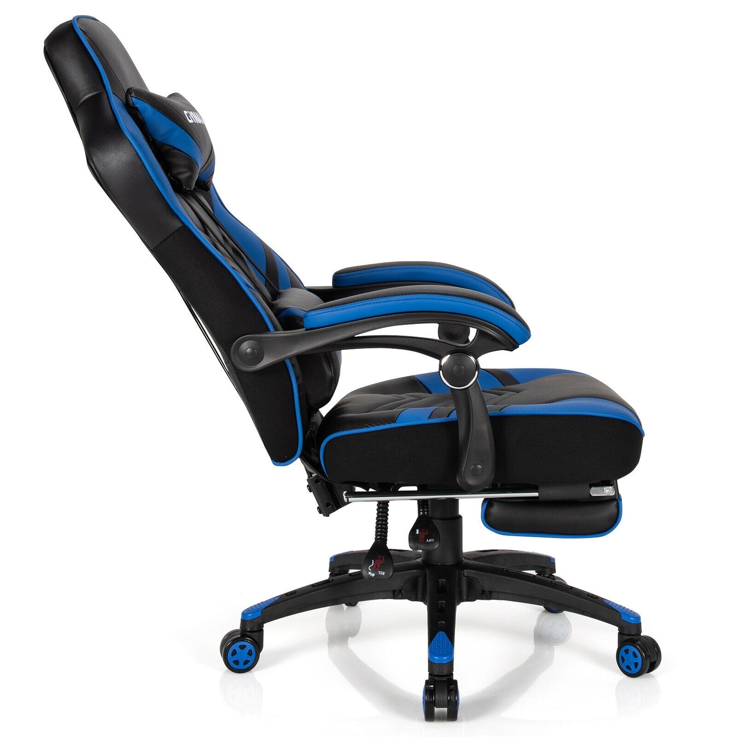 Adjustable Gaming Chair with Footrest for Home Office-Blue Kids Crystal