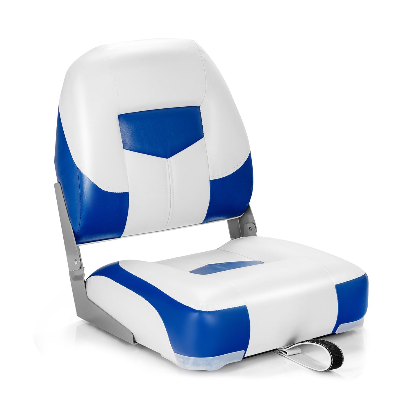 Set of 2 Folding Low Back Fishing Boat Seat with Stainless Steel Screws-Blue Kids Crystal