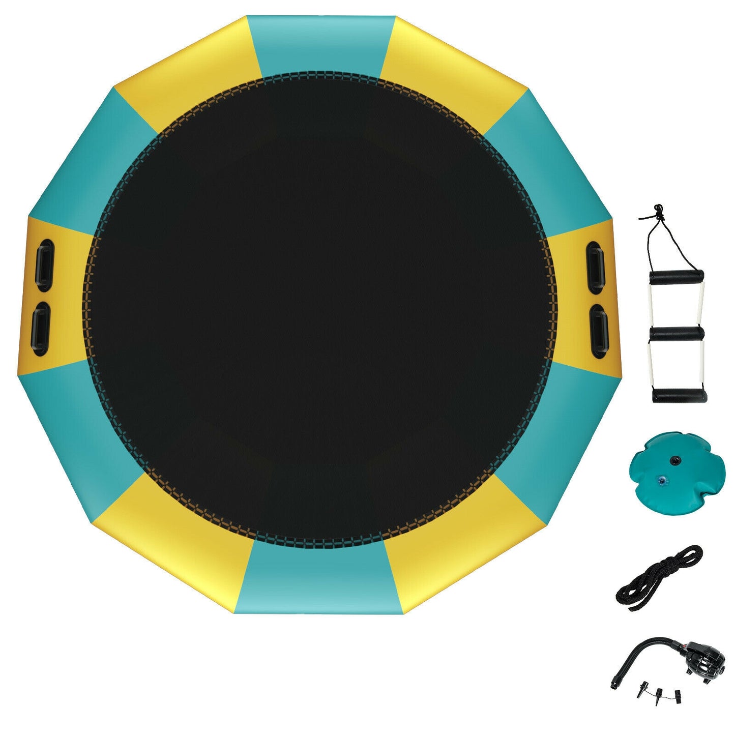 15 Feet Inflatable Splash Padded Water Bouncer Trampoline-Yellow Kids Crystal