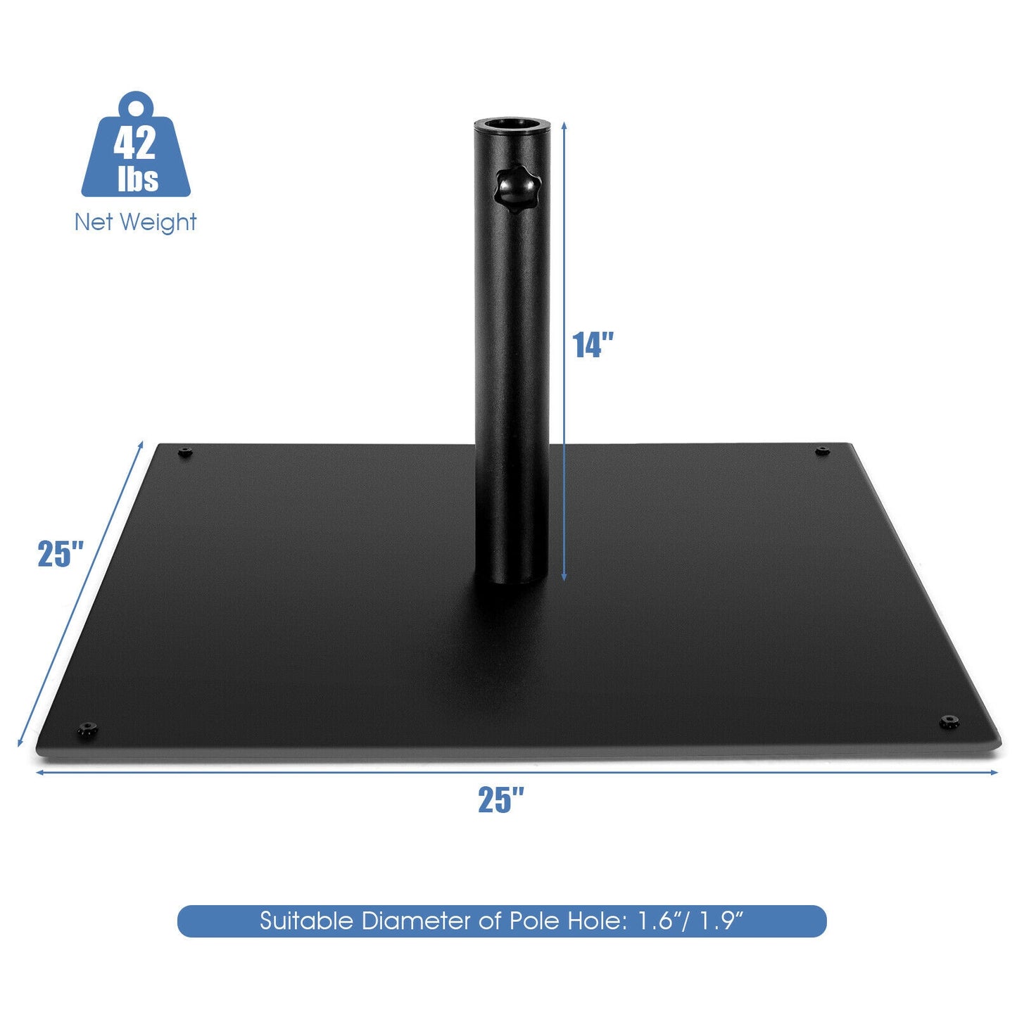 42 LBS Weighted 25 Inch Square Patio Umbrella Base Kids Crystal