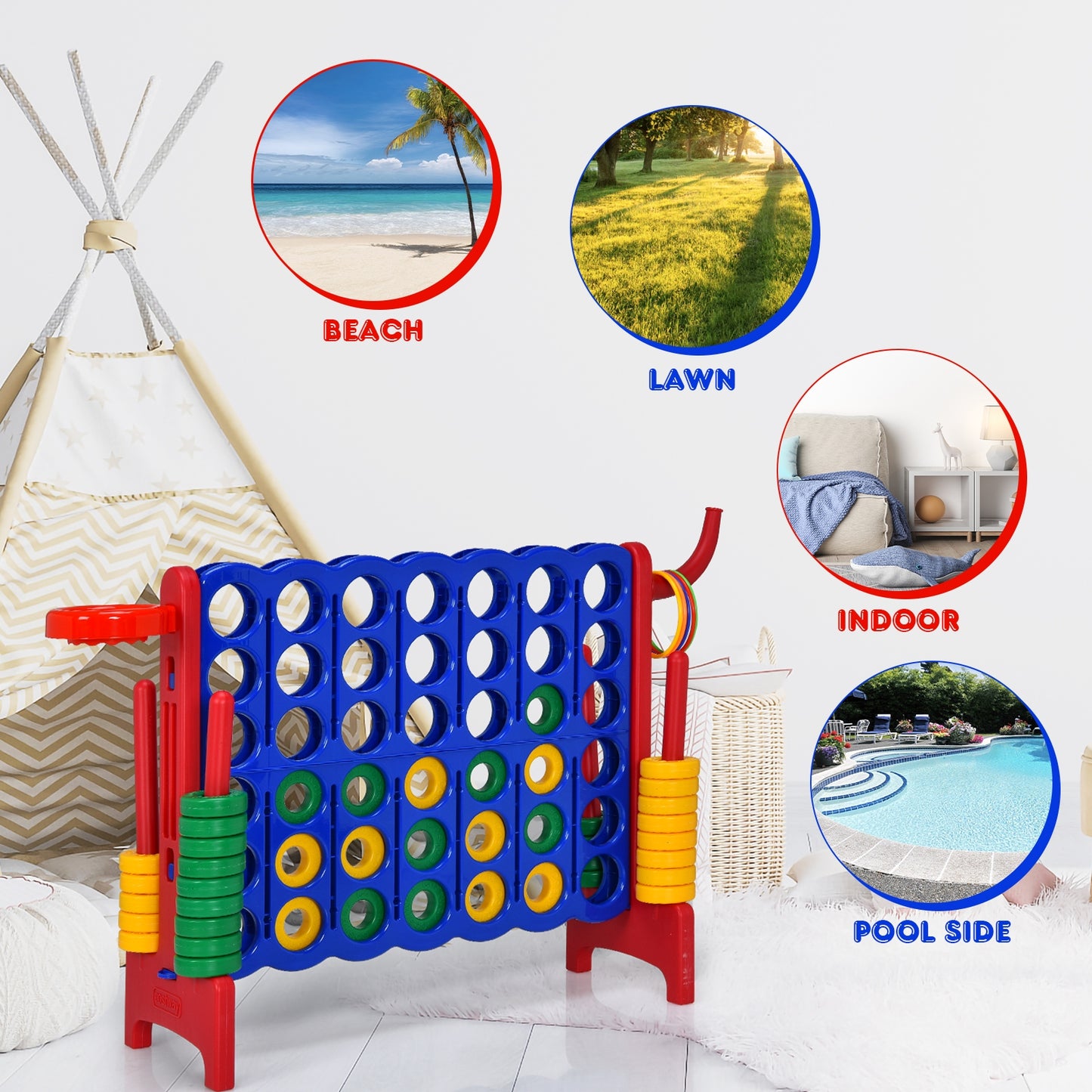 2.5ft 4-to-Score Giant Game Set-Red Kids Crystal