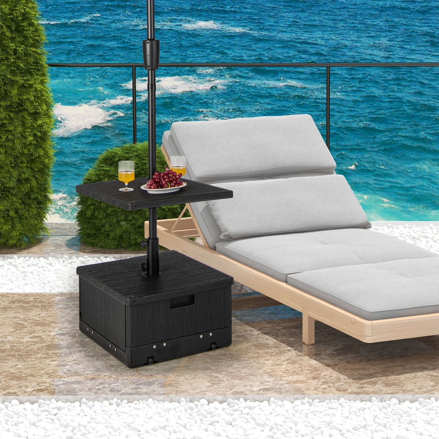 175 LBS Outdoor Fillable Umbrella Base with Table Tray-Black Kids Crystal