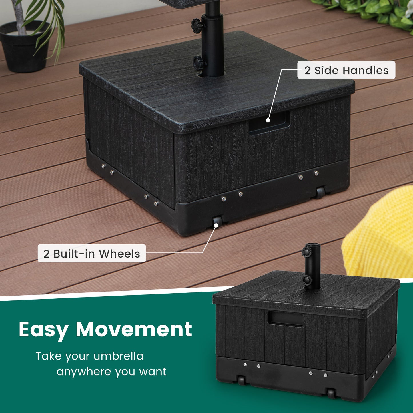 175 LBS Outdoor Fillable Umbrella Base with Table Tray-Black Kids Crystal
