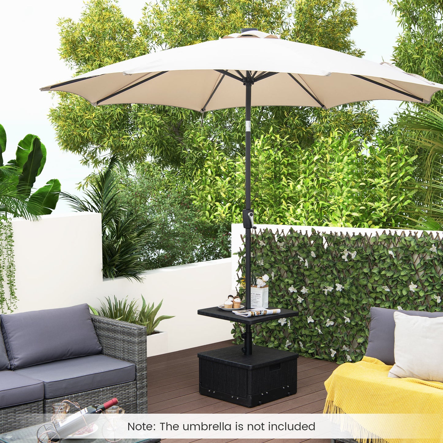 175 LBS Outdoor Fillable Umbrella Base with Table Tray-Black Kids Crystal