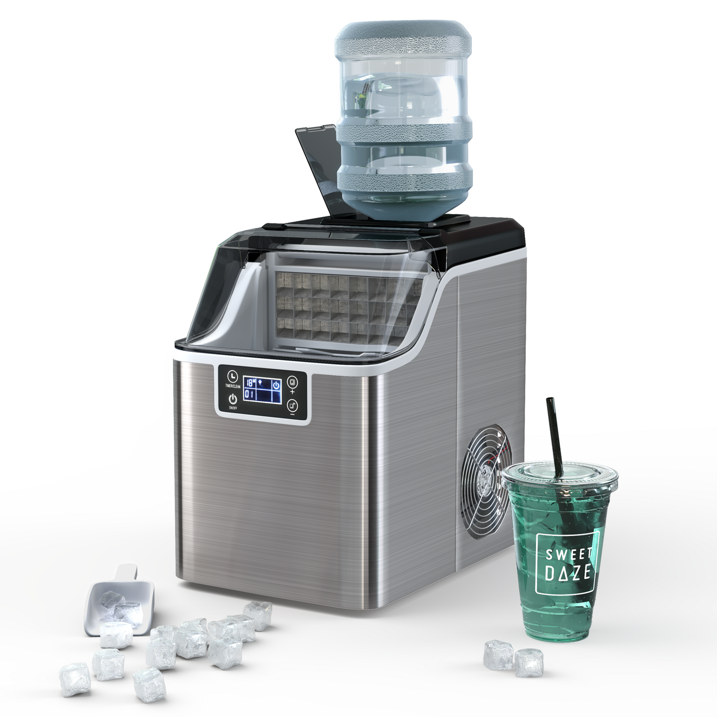 Electric Portable Countertop Ice Maker with Ice Scoop and Basket-Sliver Kids Crystal