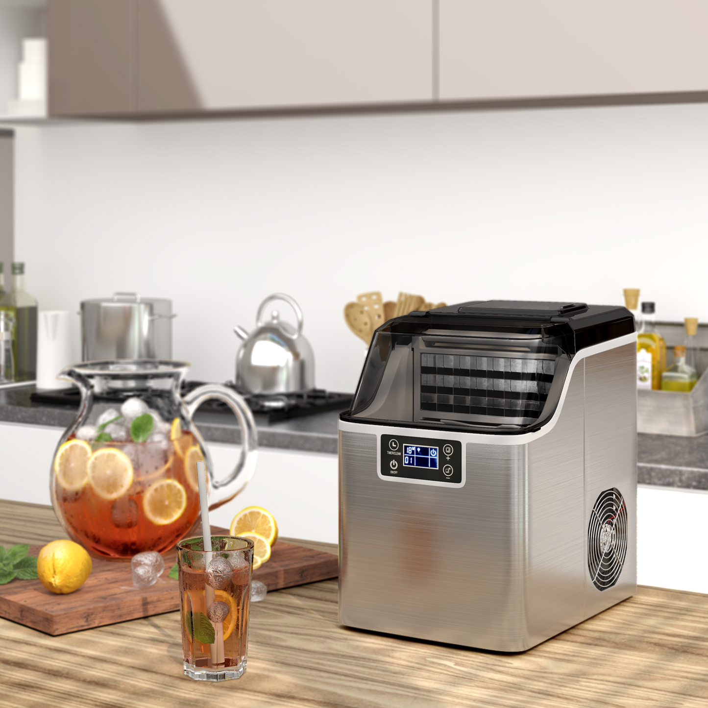 Electric Portable Countertop Ice Maker with Ice Scoop and Basket-Sliver Kids Crystal