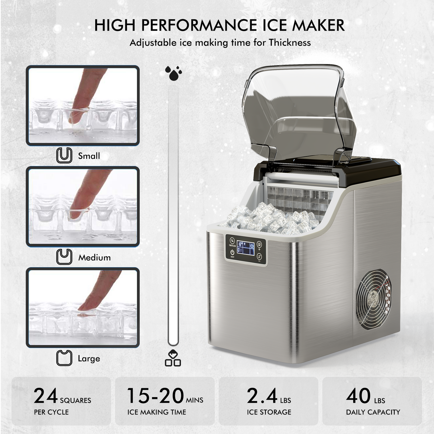 Electric Portable Countertop Ice Maker with Ice Scoop and Basket-Sliver Kids Crystal