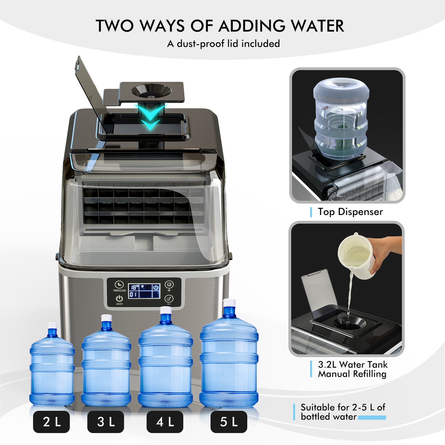 Electric Portable Countertop Ice Maker with Ice Scoop and Basket-Sliver Kids Crystal