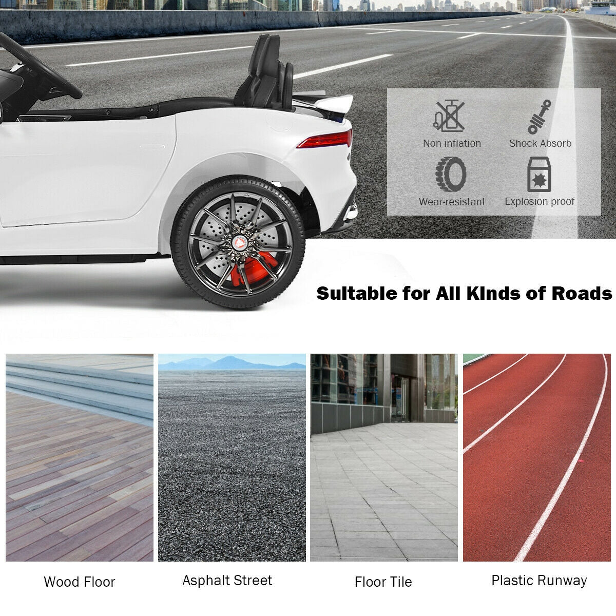 12V Jaguar F-Type SVR Licensed Kids Ride On Car-White Kids Crystal