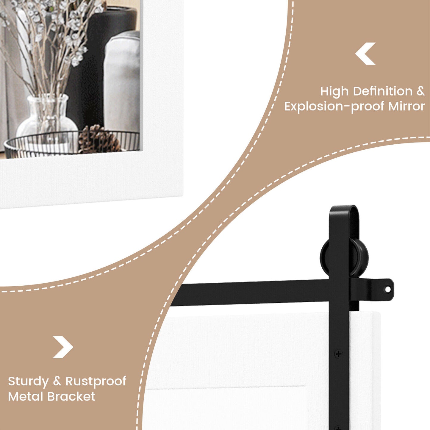 30 x 22 Inch Wall Mount Mirror with Wood Frame-White Kids Crystal