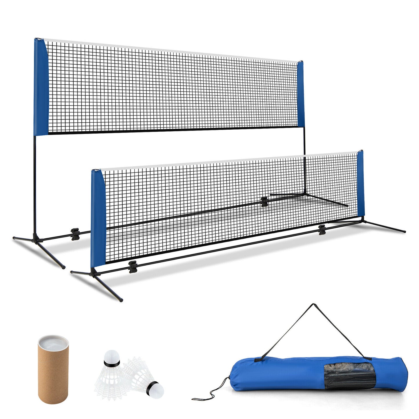 10/14 Feet Adjustable Badminton Net Stand with Portable Carry Bag-14 ft Kids Crystal