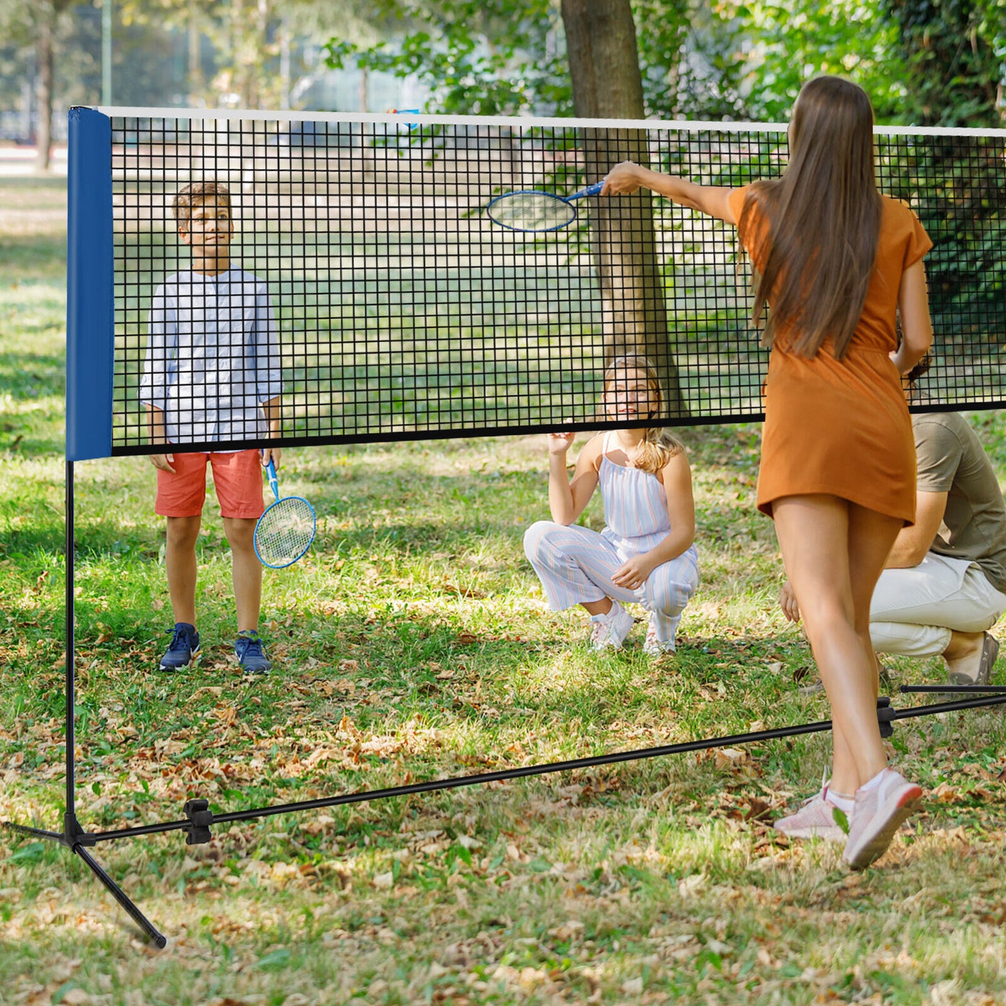 10/14 Feet Adjustable Badminton Net Stand with Portable Carry Bag-14 ft Kids Crystal