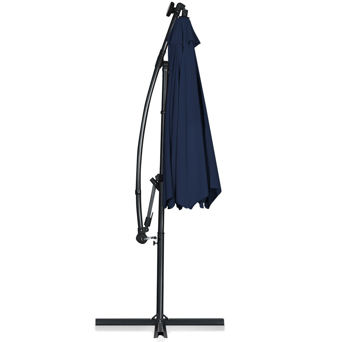 10 FT 360° Rotation Solar Powered LED Patio Offset Umbrella without Weight Base-Navy Kids Crystal