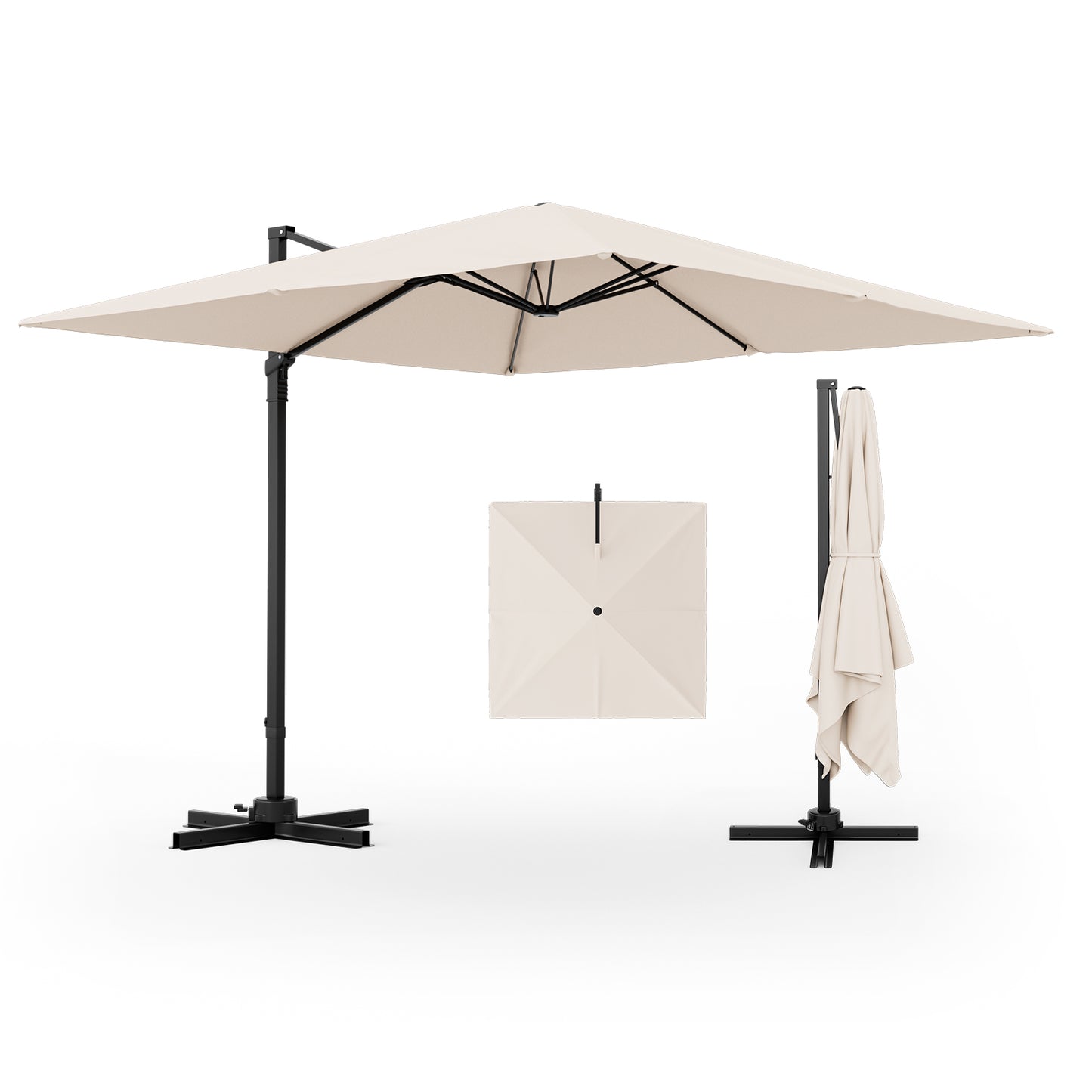 9.5 Feet Square Patio Cantilever Umbrella with 360° Rotation-Beige Kids Crystal