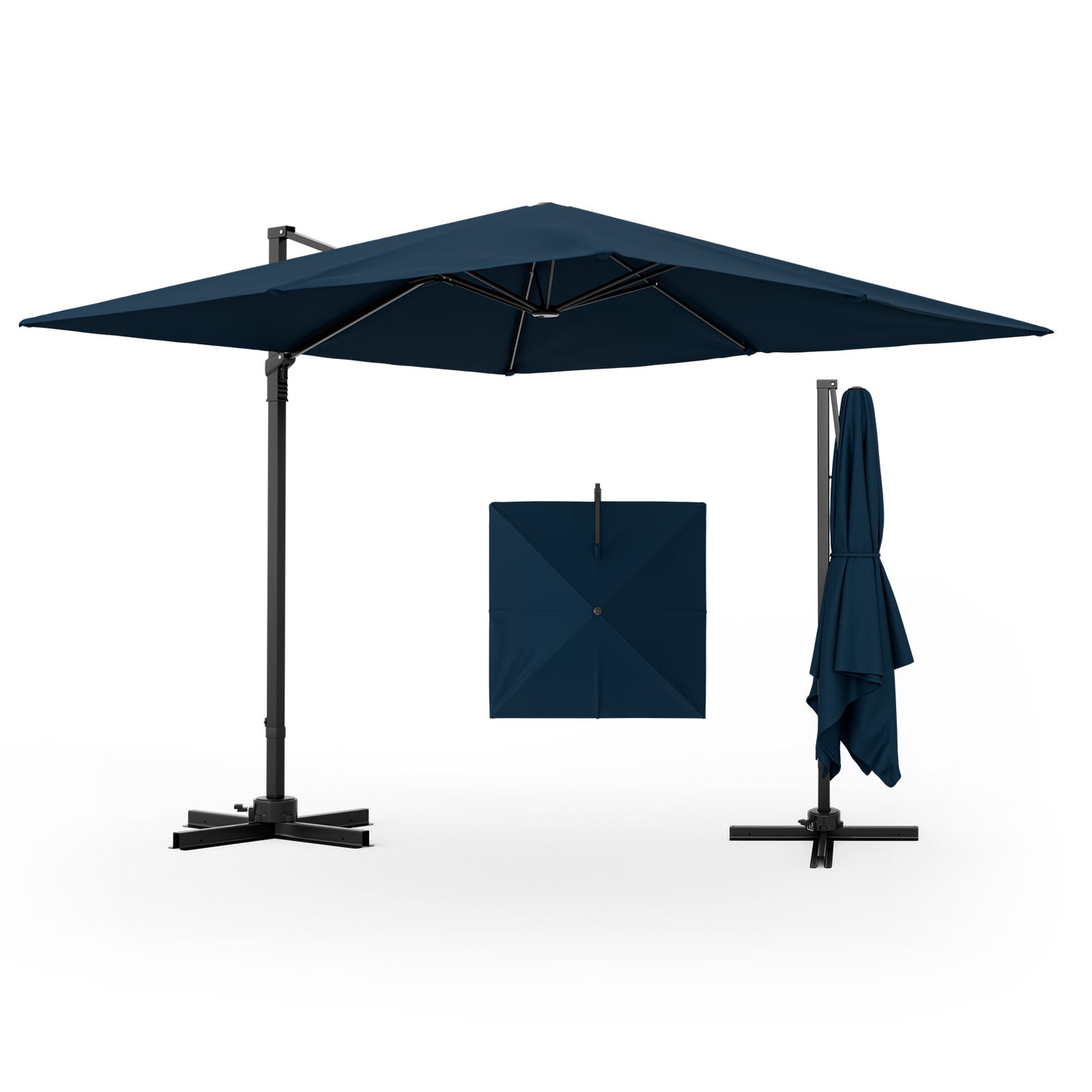9.5 Feet Square Patio Cantilever Umbrella with 360° Rotation-Navy Kids Crystal