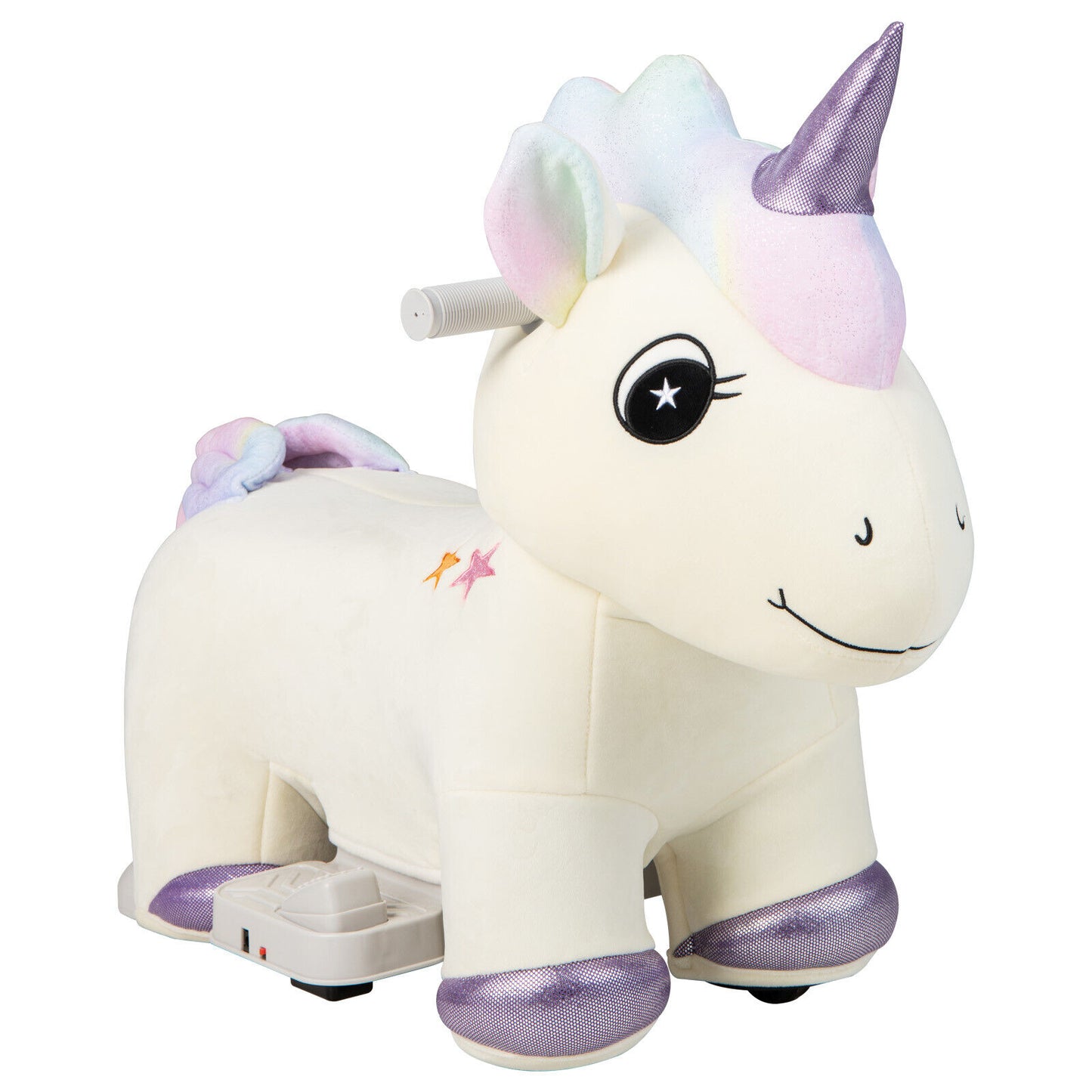 6V Electric Animal Ride On Toy with Music and Handlebars-Beige Kids Crystal