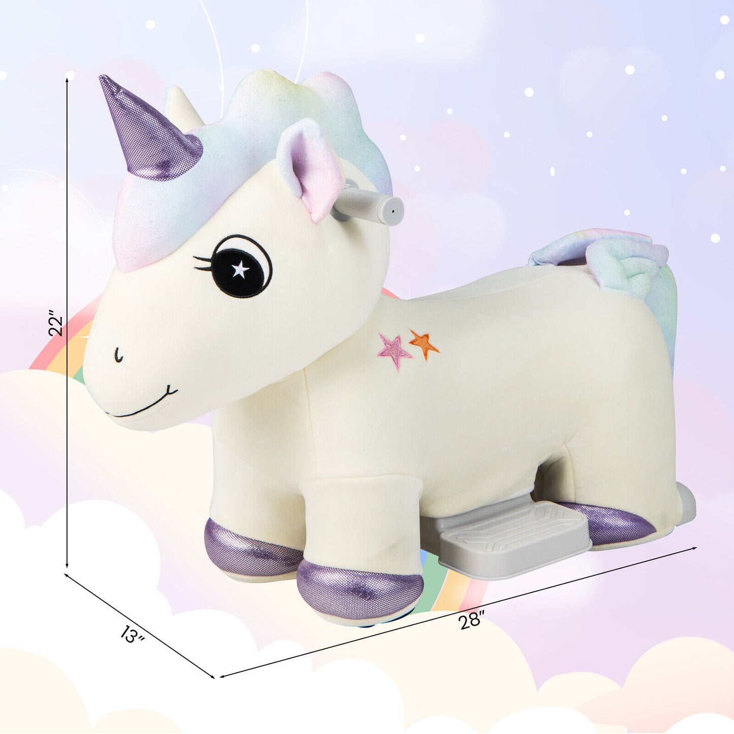 6V Electric Animal Ride On Toy with Music and Handlebars-Beige Kids Crystal