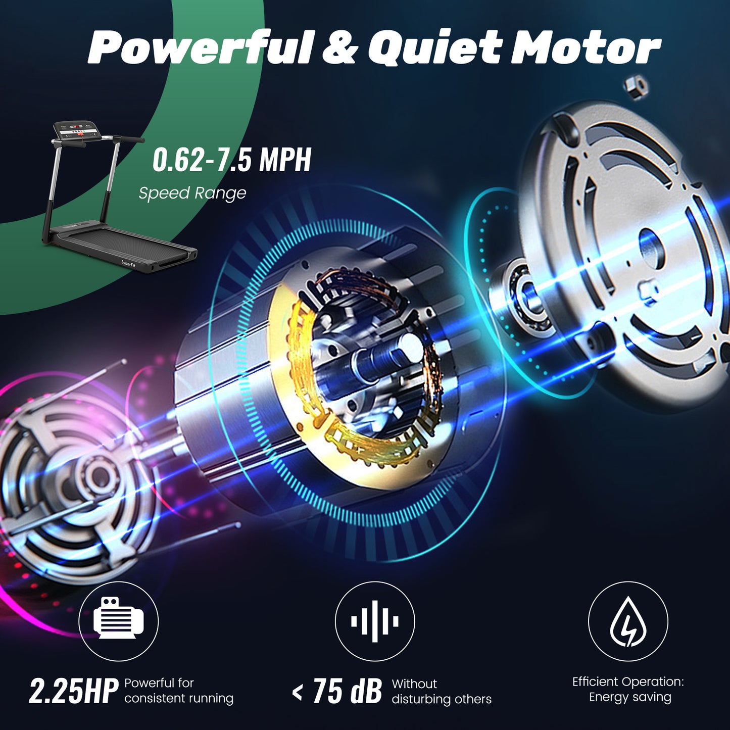 2.25 HP Foldable Treadmill with APP Control and LED Display Kids Crystal