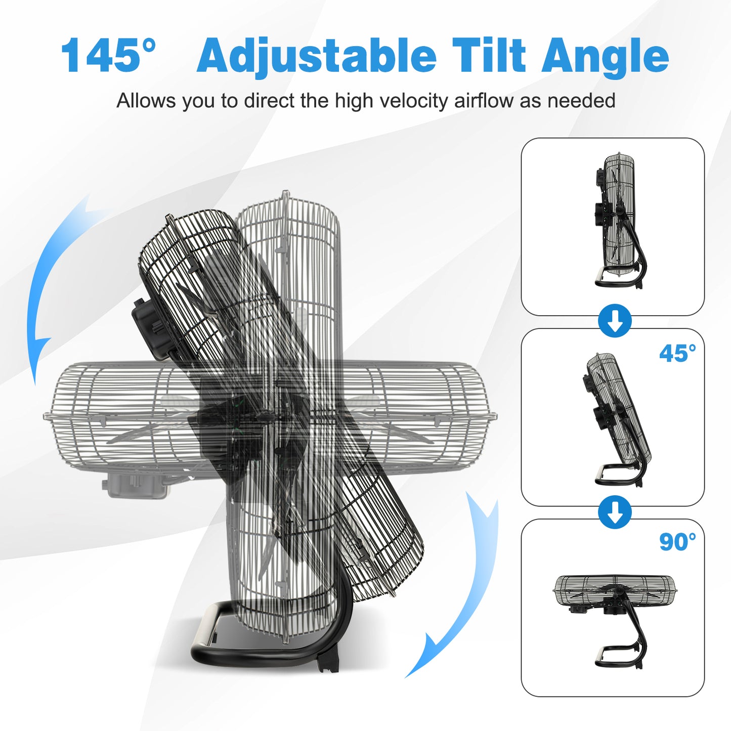 3-Speed High Velocity Floor Fan with Adjustable Tilt Angle and Handle-Black Kids Crystal