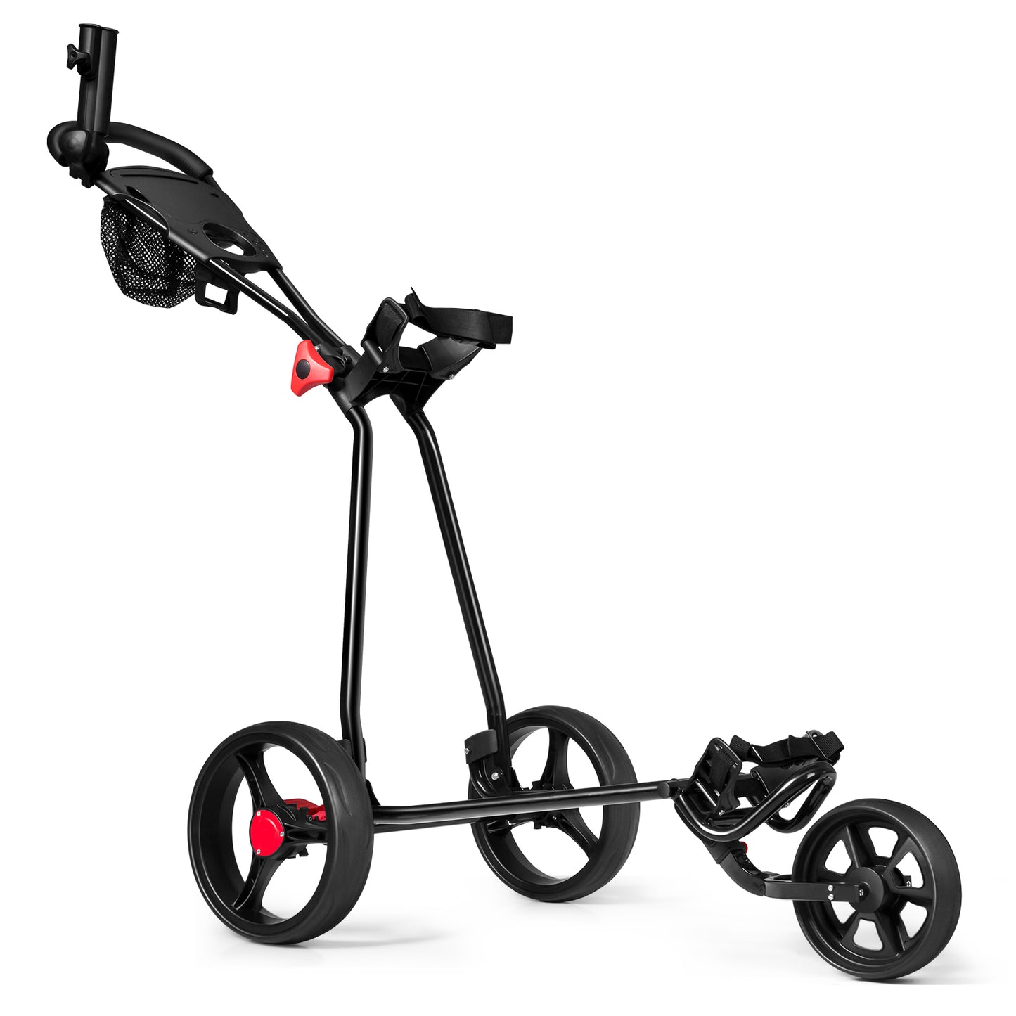 3 Wheel Durable Foldable Steel Golf Cart with Mesh Bag Kids Crystal