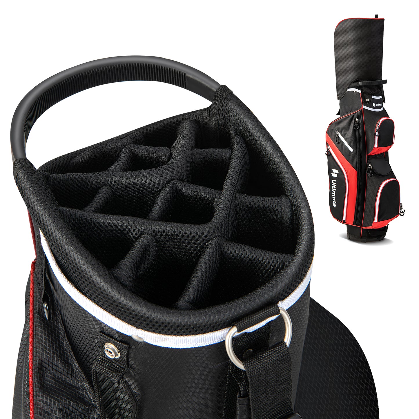 Golf Cart Bag with 14 Way Top Dividers-Red Kids Crystal