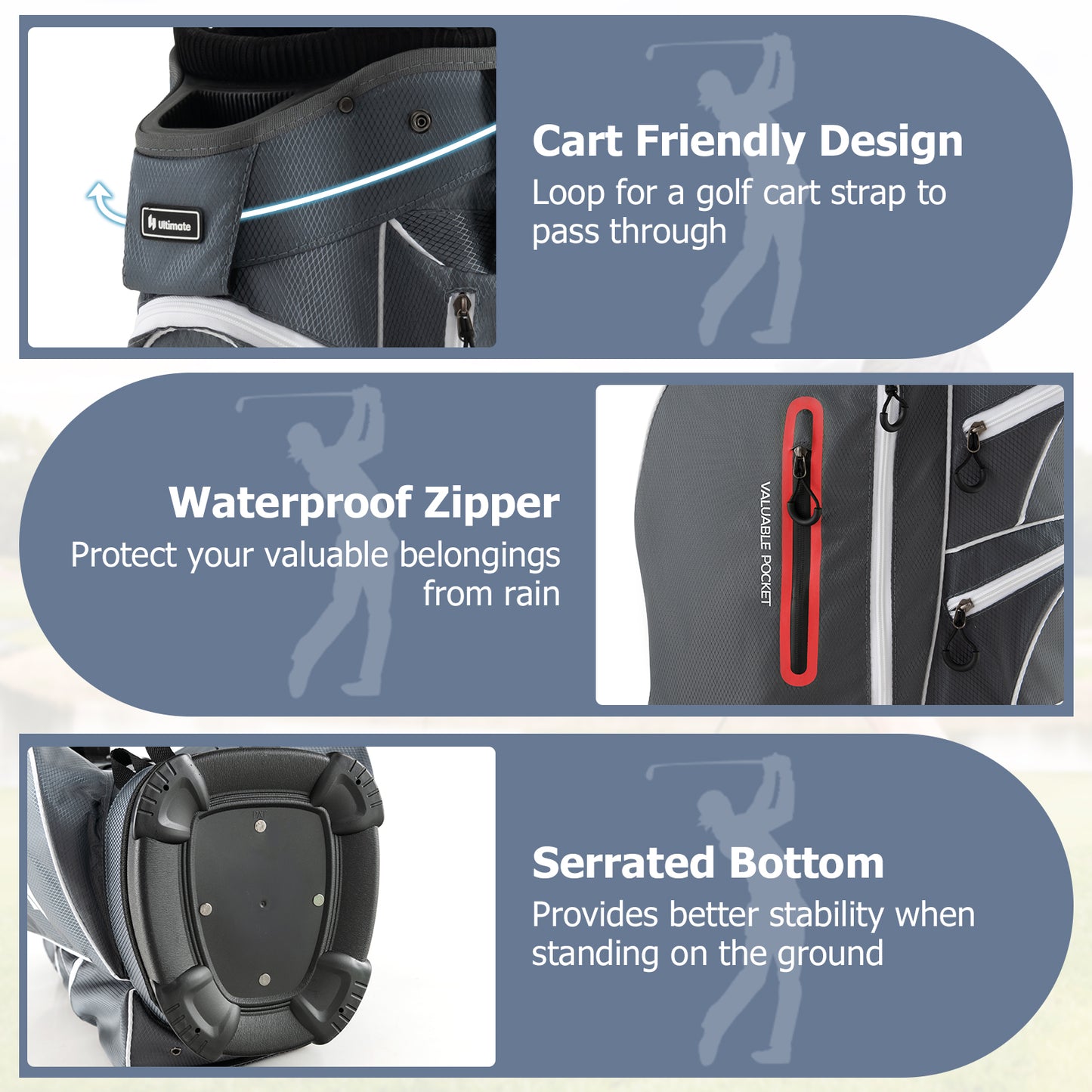 9.5 Inch Lightweight Golf Cart Bag with 15 Way Top Dividers-Red Kids Crystal