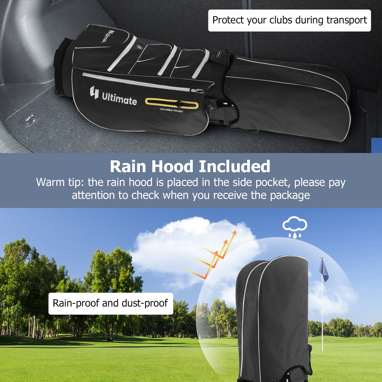 9.5 Inch Lightweight Golf Cart Bag with 15 Way Top Dividers-Black Kids Crystal