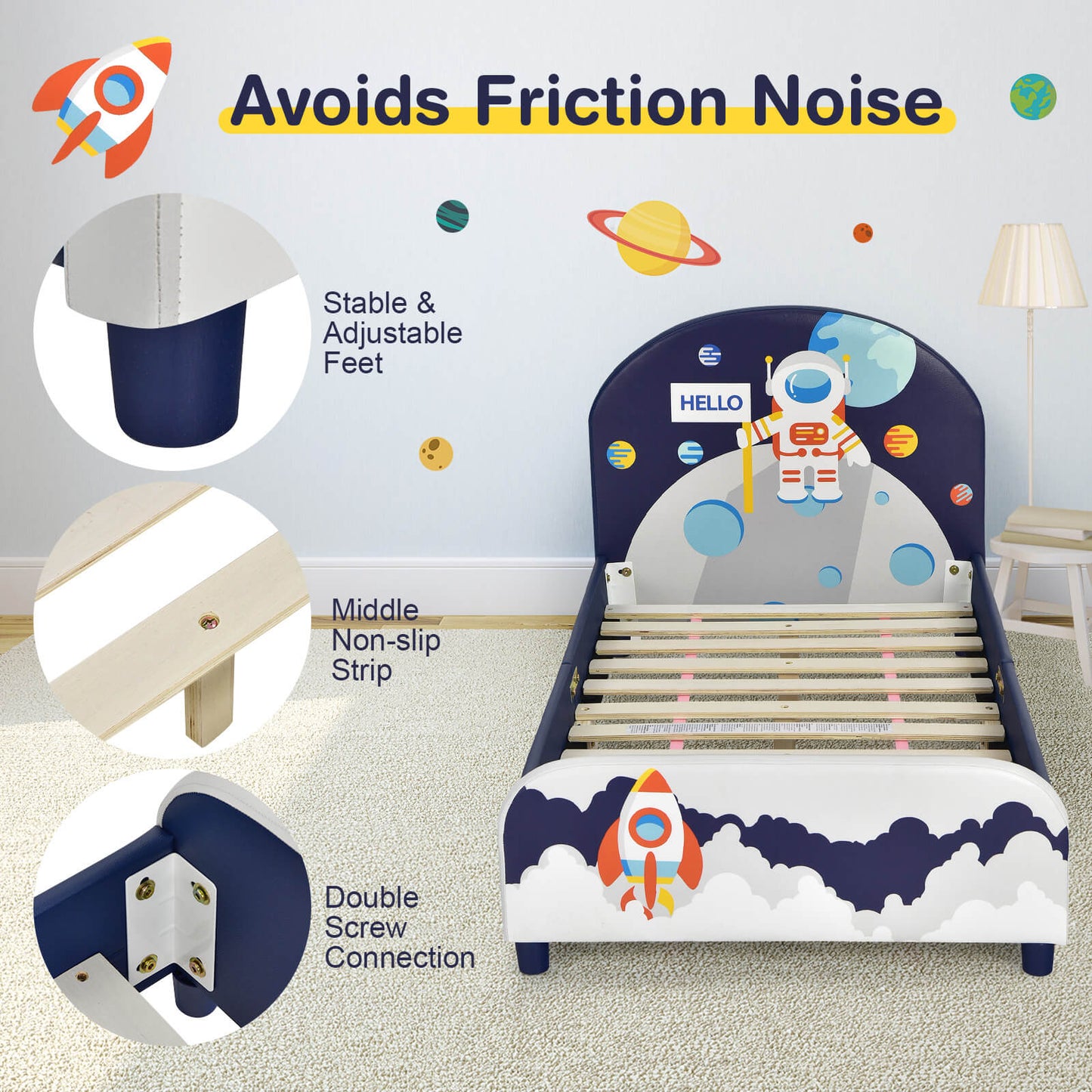 Kids Upholstered Platform Bed with Headboard and Footboard Kids Crystal