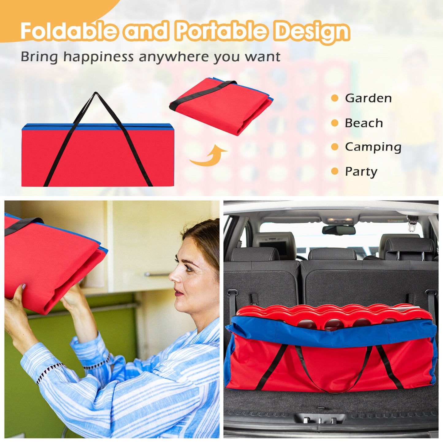 Carrying Bag for 4-to-Score Giant Game Set with Durable Zipper Kids Crystal
