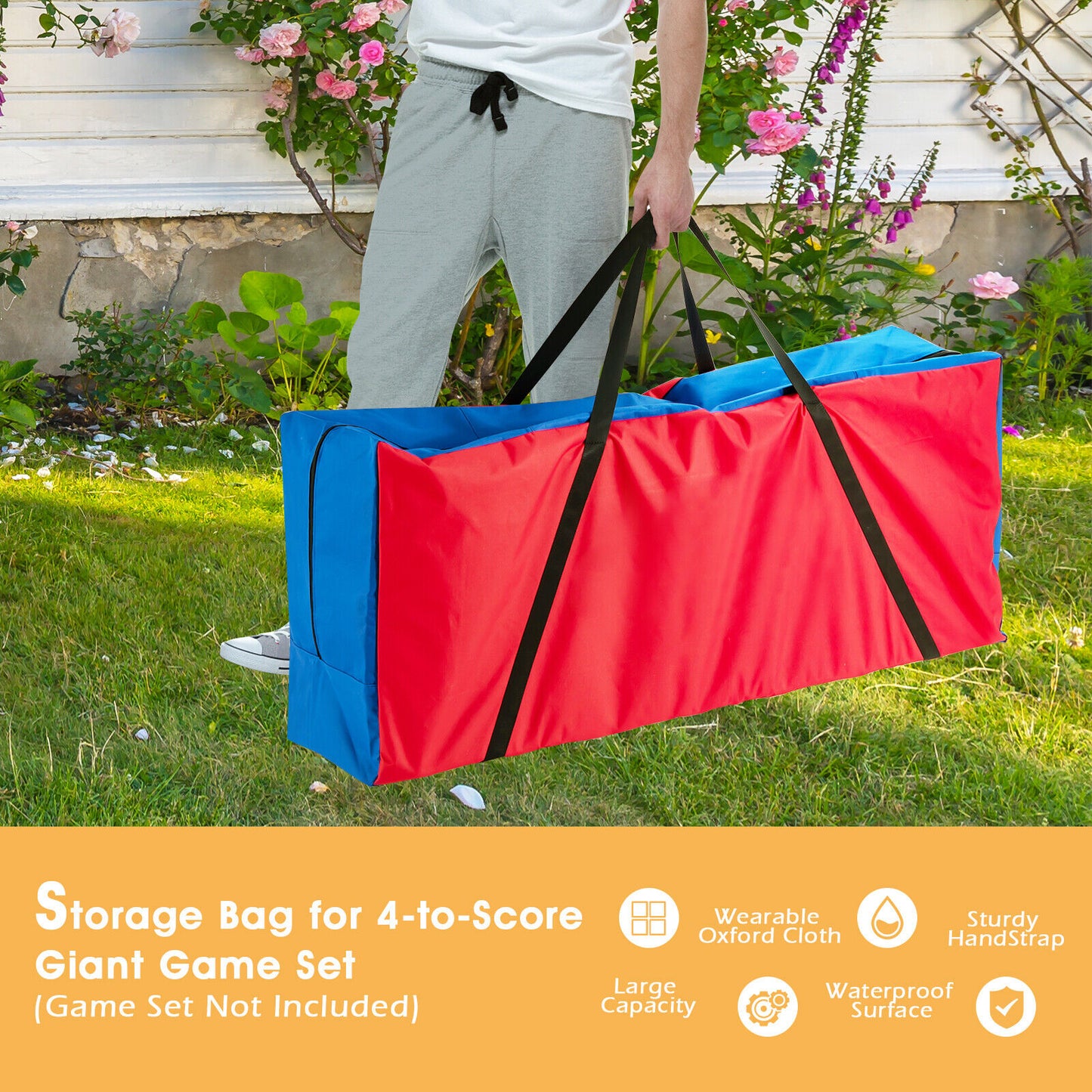 Carrying Bag for 4-to-Score Giant Game Set with Durable Zipper Kids Crystal