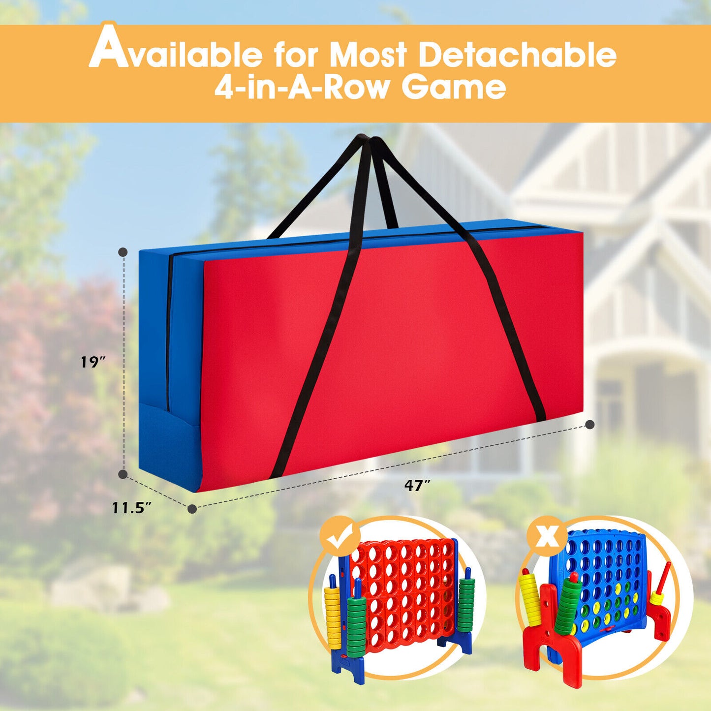 Carrying Bag for 4-to-Score Giant Game Set with Durable Zipper Kids Crystal