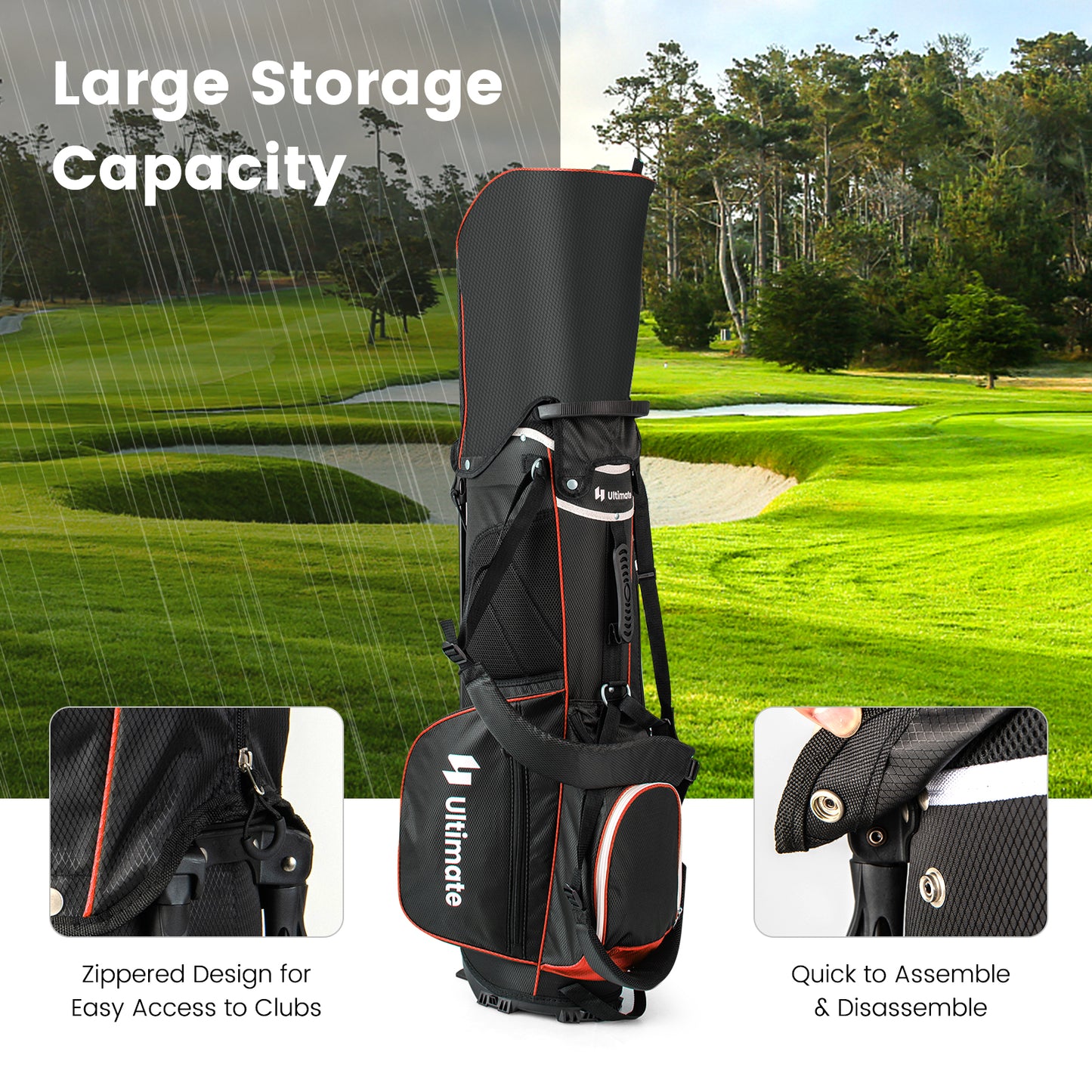 Lightweight Golf Stand Bag with 14 Way Top Dividers and 6 Pockets-Red Kids Crystal