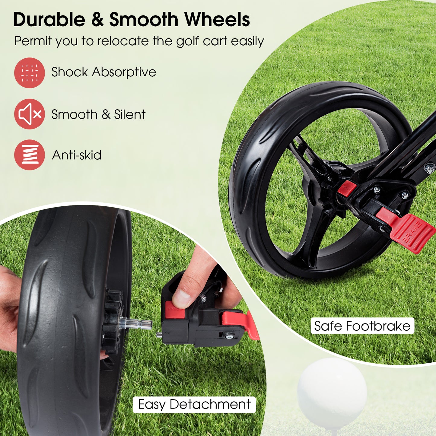 Foldable 3 Wheel Golf Pull Push Cart Trolley Kids Crystal