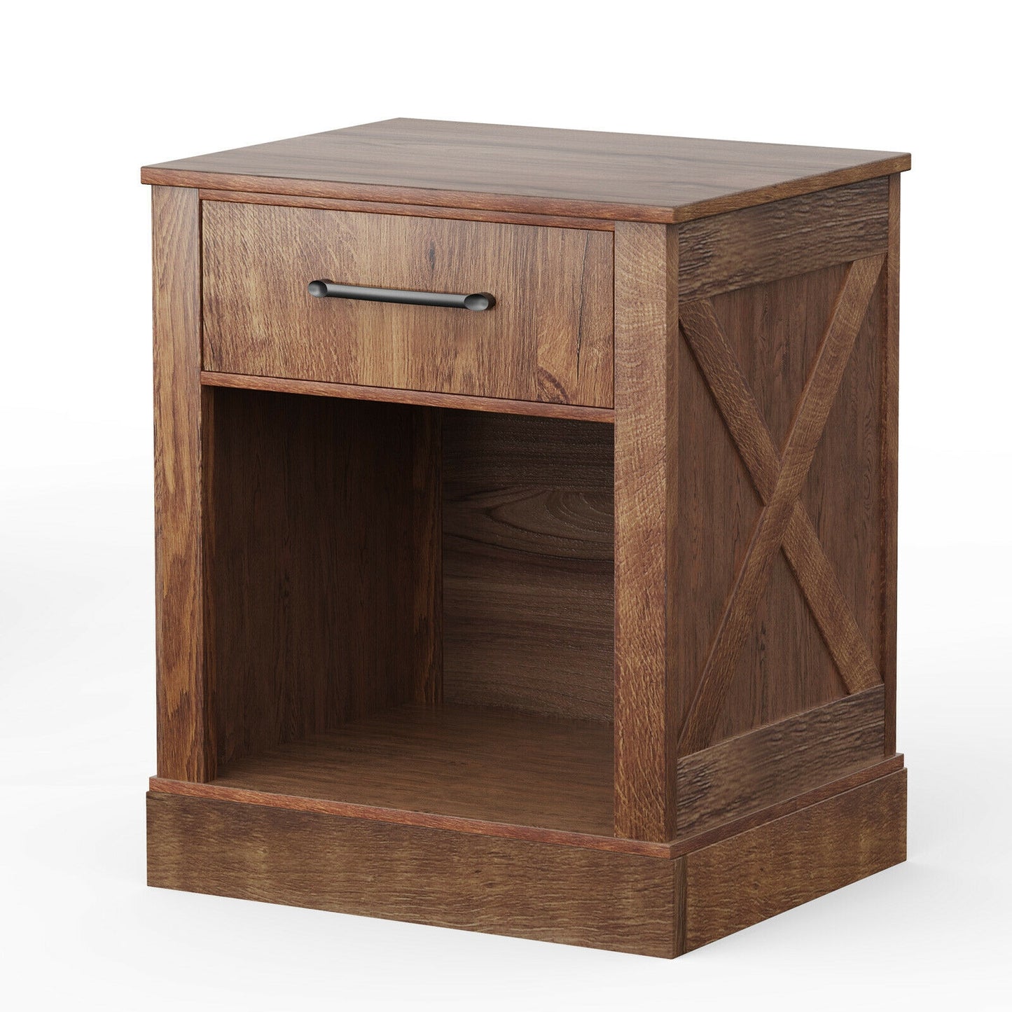 Compact Nightstand with Drawer and Shelf-Brown Kids Crystal