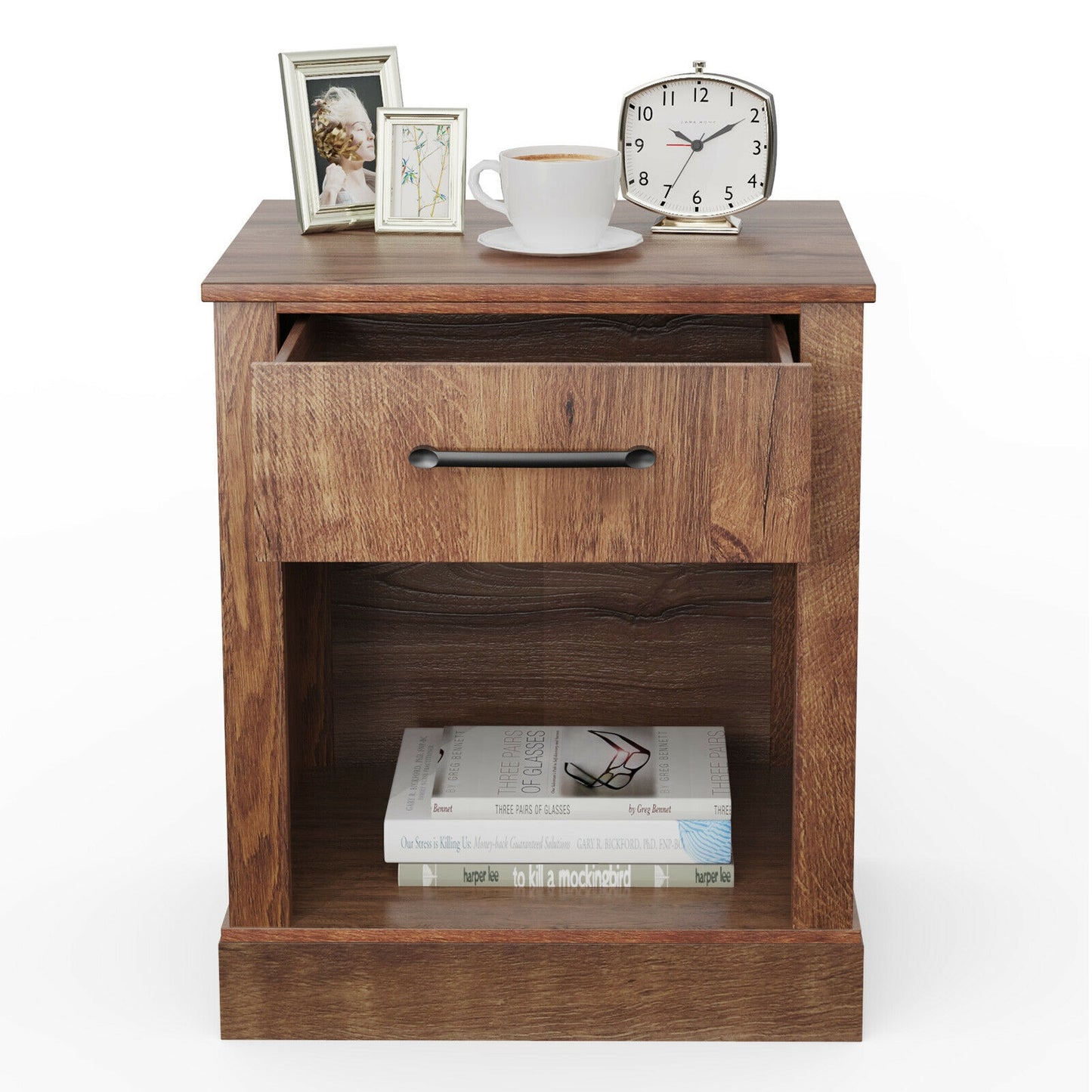 Compact Nightstand with Drawer and Shelf-Brown Kids Crystal