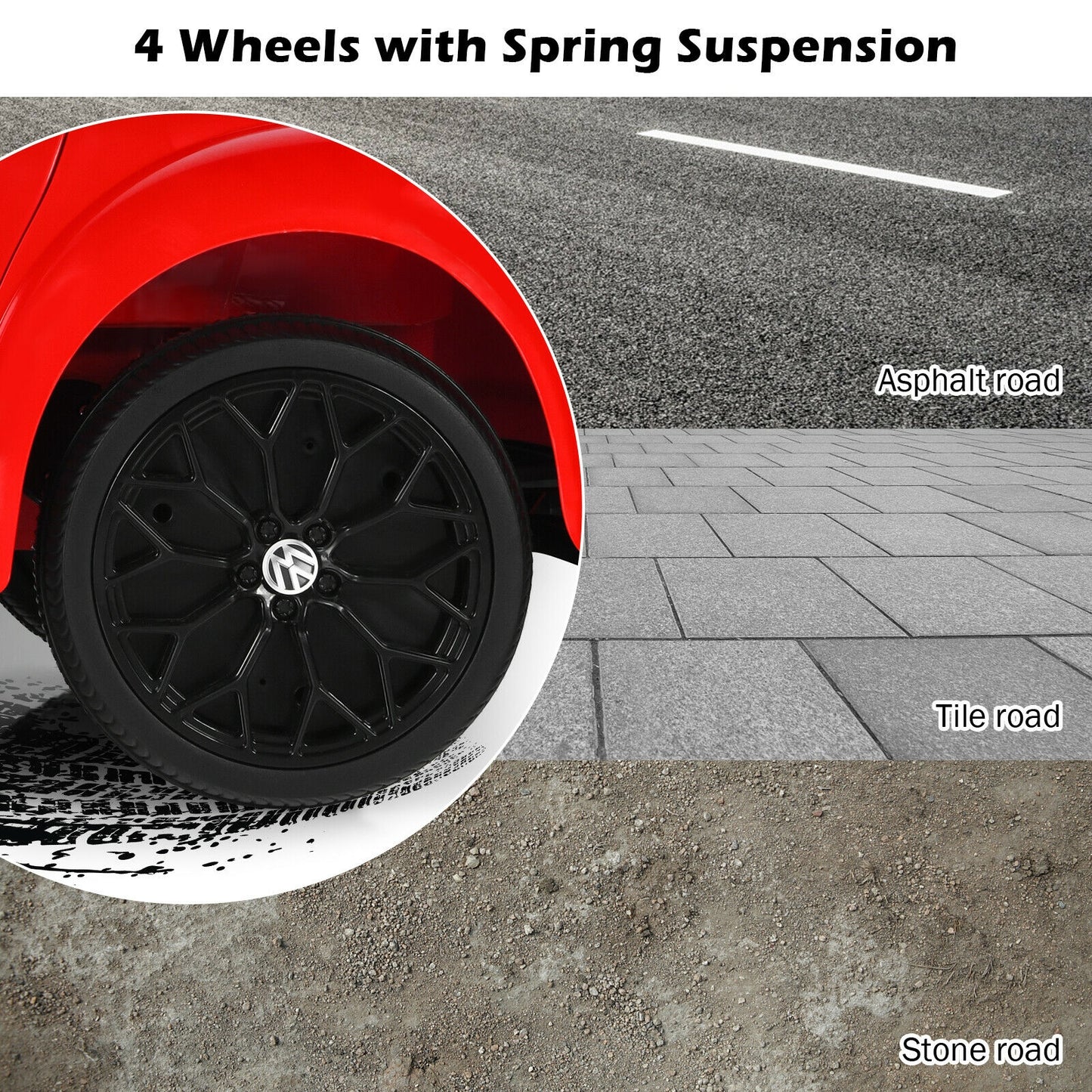 Volkswagen Beetle Kids Electric Ride On Car with Remote Control-Red Kids Crystal