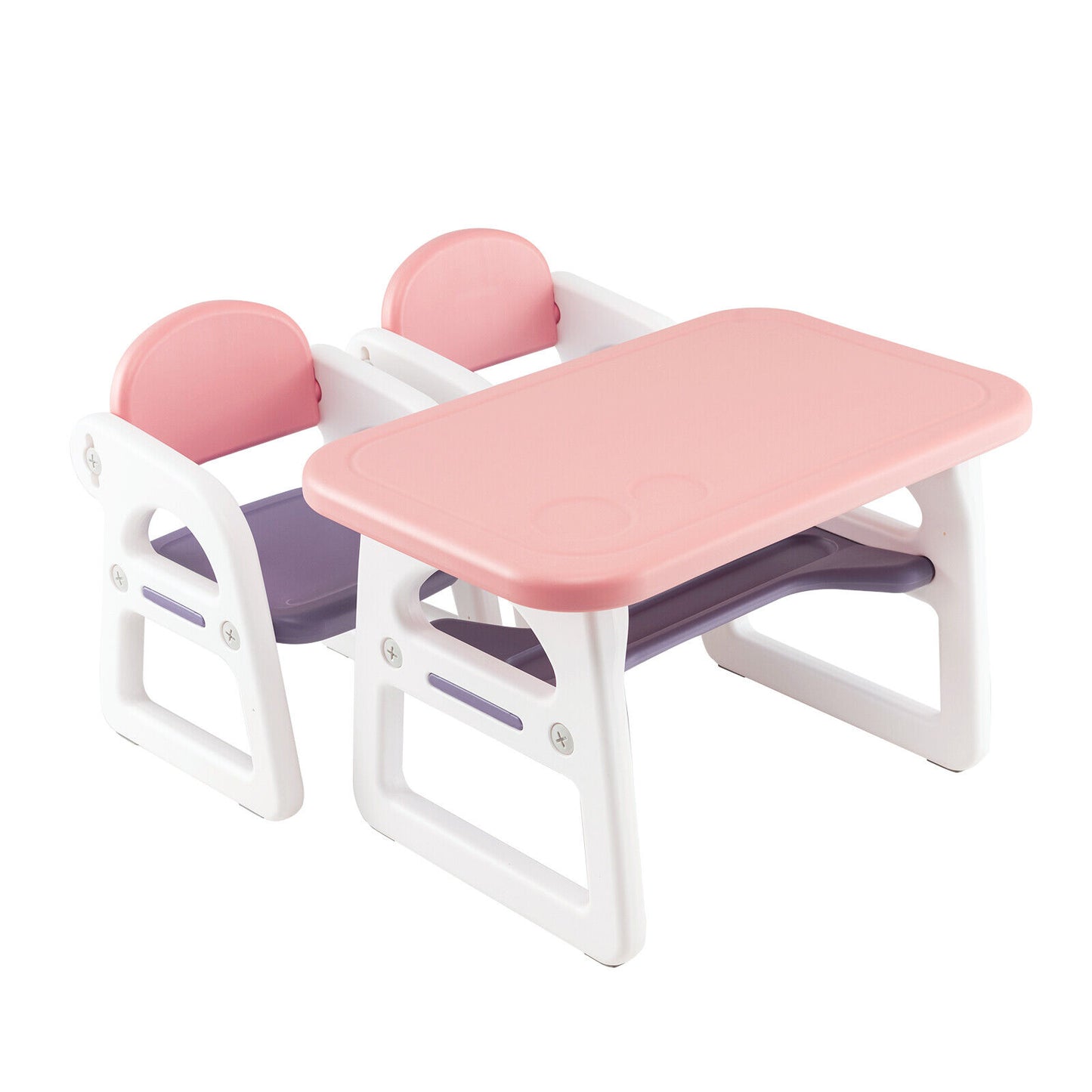 Kids Table and Chair Set with Building Blocks-Pink & Purple Kids Crystal