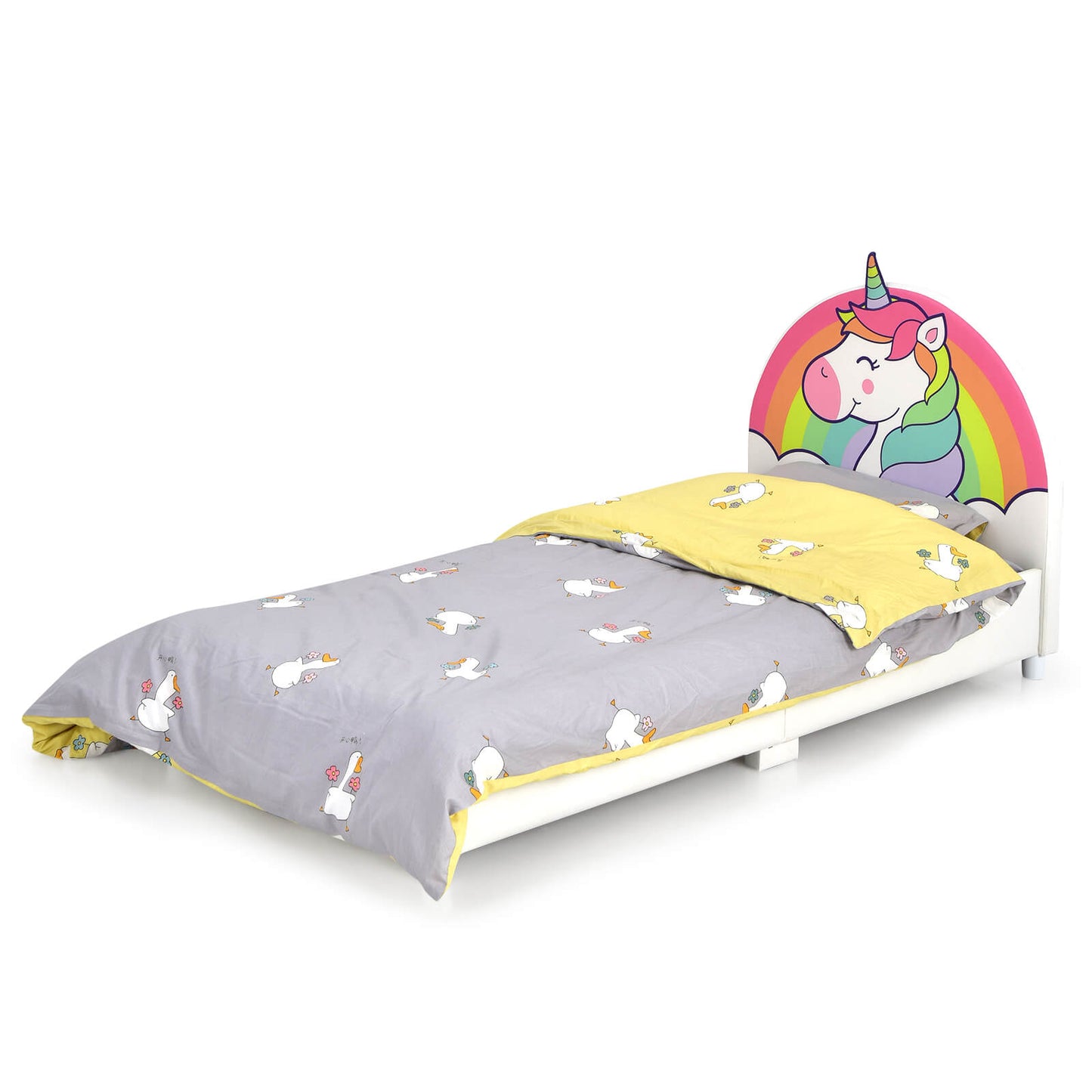 Children Twin Size Upholstered Platform Single Bed Kids Crystal