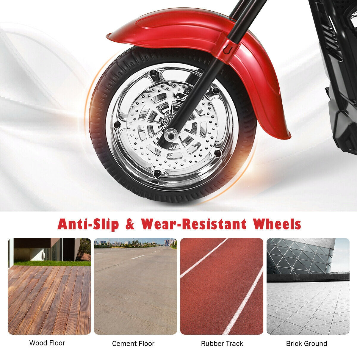 6V 3 Wheel Kids Motorcycle-Red Kids Crystal