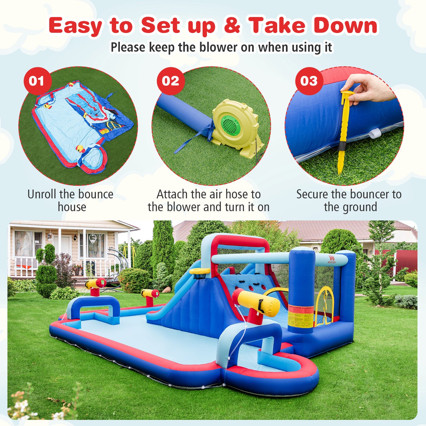 Inflatable Water Slide Park for Kids Backyard Outdoor Fun (without Blower) Kids Crystal