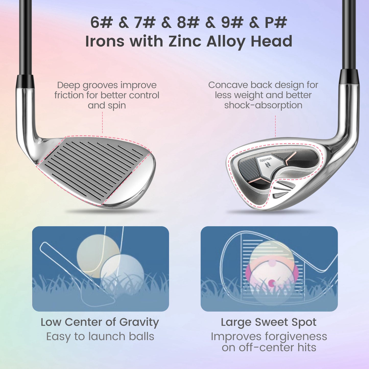 Women's 9 Pieces Complete Golf Club Set-Pink Kids Crystal