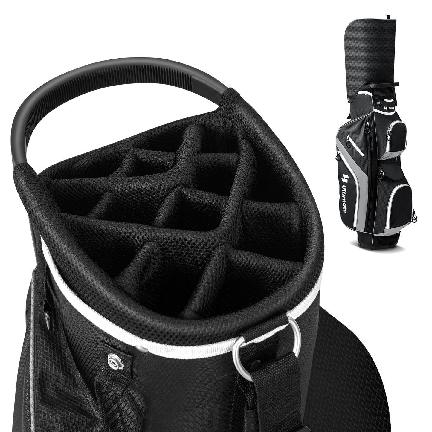 Golf Cart Bag with 14 Way Top Dividers-Gray Kids Crystal