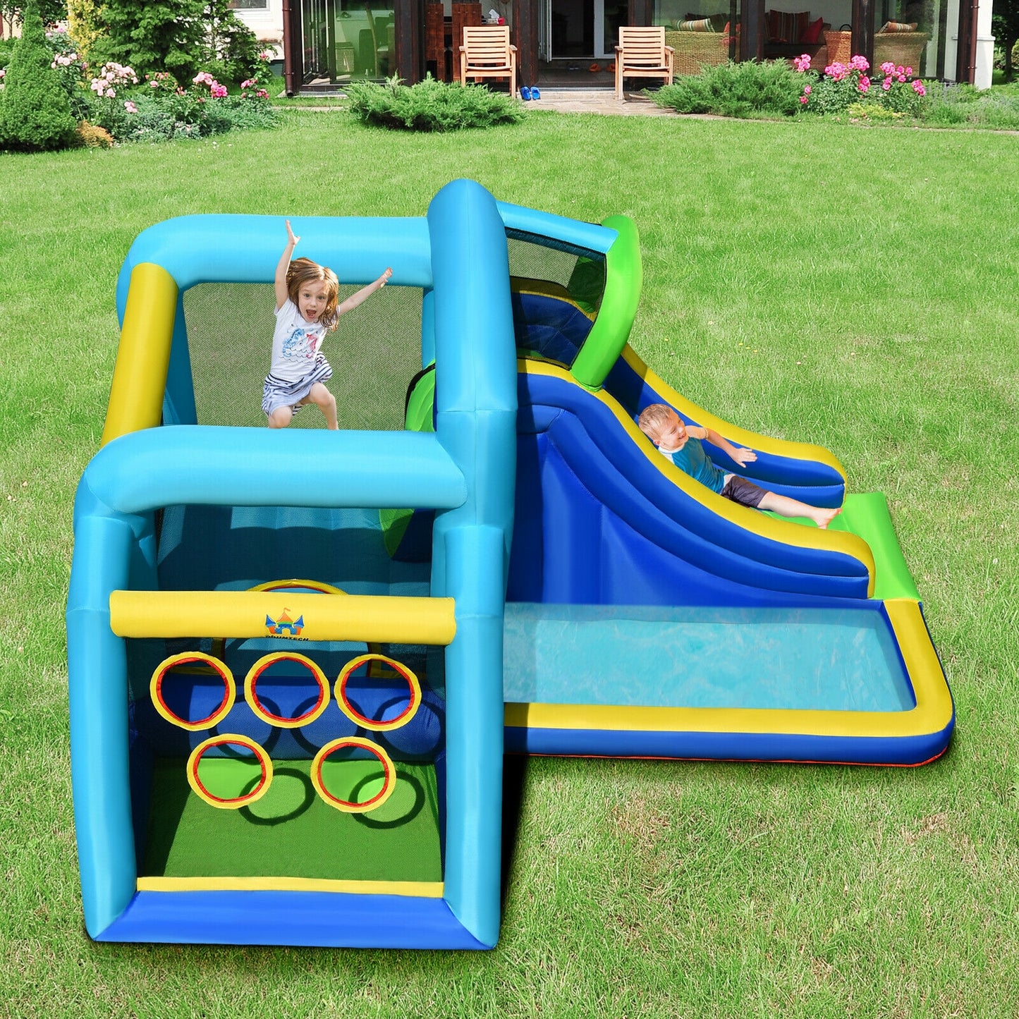 5-in-1 Kids Inflatable Climbing Bounce House without Blower Kids Crystal