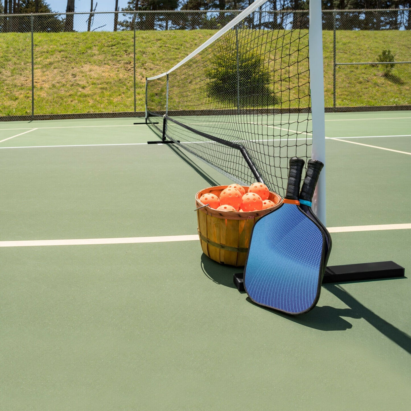 22 Feet Portable Pickleball Net Set System with Carry Bag for Indoor Outdoor Game Kids Crystal