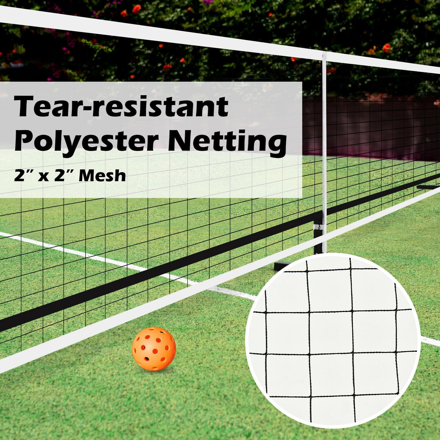 22 Feet Portable Pickleball Net Set System with Carry Bag for Indoor Outdoor Game Kids Crystal
