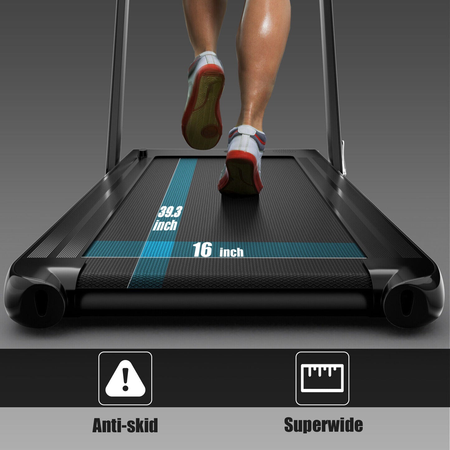 2.25HP 2 in 1 Folding Treadmill with APP Speaker Remote Control-Black Kids Crystal